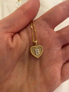 Small All Gold and Diamond Single Initial Heart Pendant 2