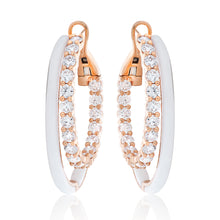 Load image into Gallery viewer, White Agate and Diamond Double Hoop Earrings