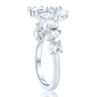 Mixed Cut Diamond Cross Over Ring 2