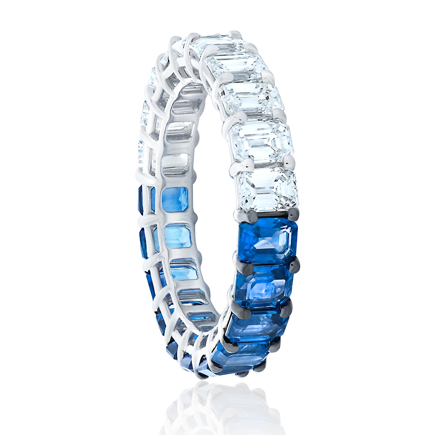 Sapphire and Diamond Emerald Cut Band 2