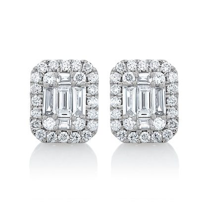 Large Diamond Illusion Halo Stud Earrings