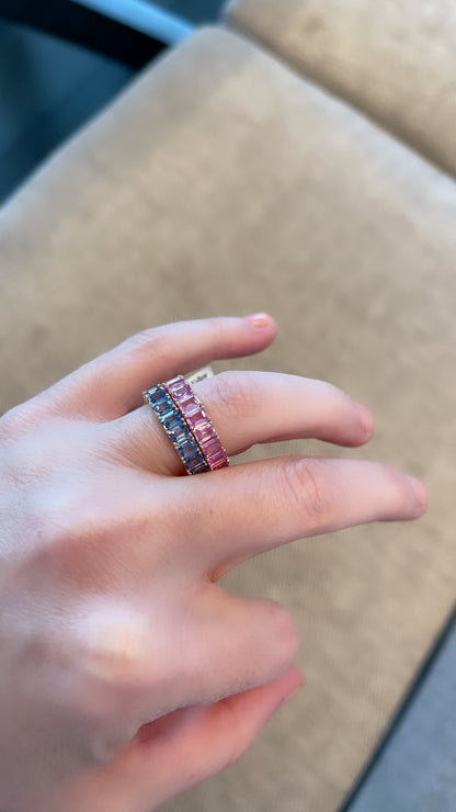 Emerald Cut Nikki Pink Sapphire Band 3