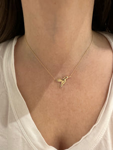Large Gold and Sapphire Hummingbird Pendant