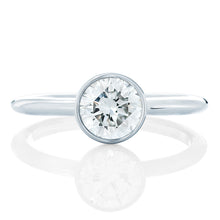 Load image into Gallery viewer, Platinum Bezel Set Round Diamond Engagement Ring