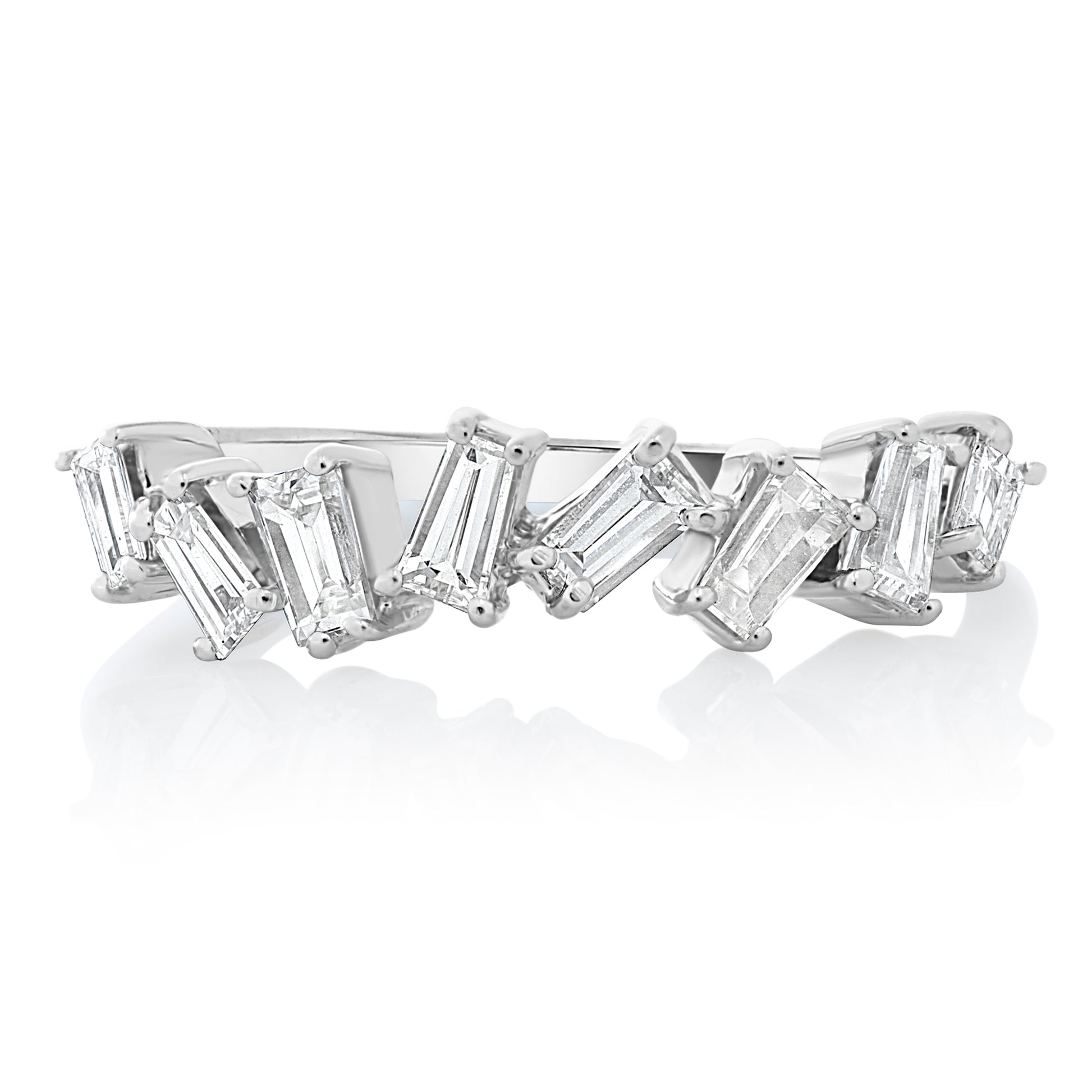 Scattered Diamond Baguette Band - White