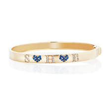 Load image into Gallery viewer, Diamond Initial and Sapphire Heart Bangle