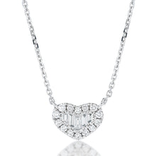 Load image into Gallery viewer, Round and Baguette Diamond Heart Pendant