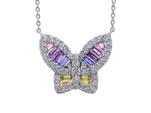 Large Sapphire and Diamond Unicorn Butterfly Pendant 2
