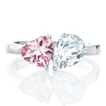 Load image into Gallery viewer, Small Toi Et Moi Morganite and Topaz Ring 3