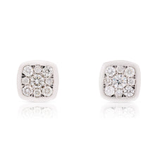 Load image into Gallery viewer, Cushion Shape Pave Diamond Stud Earrings - White