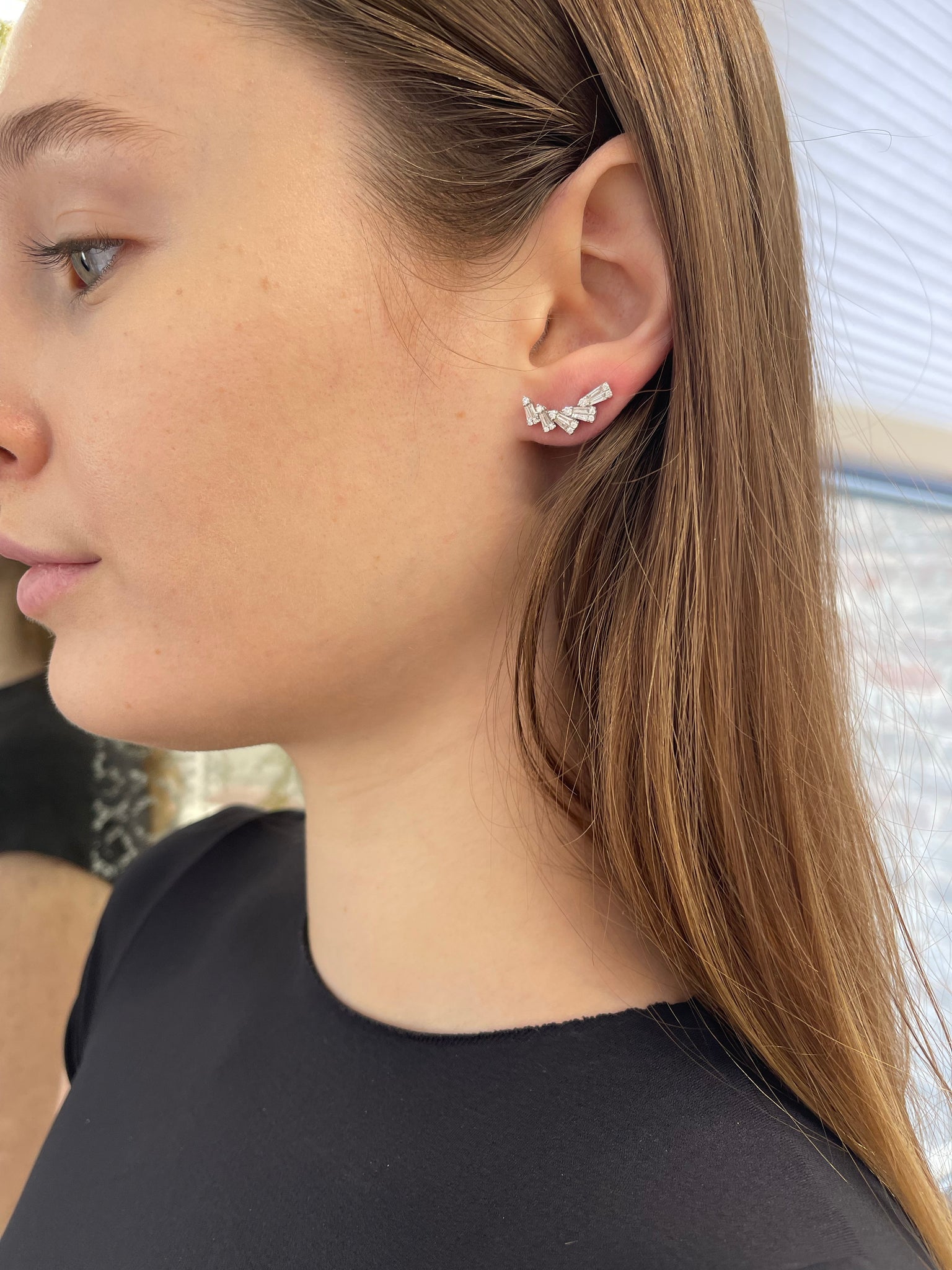 Diamond earrings climbers Clearance