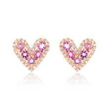 Load image into Gallery viewer, Tourmaline and Diamond &quot;Lovely&quot; Heart Stud Earrings