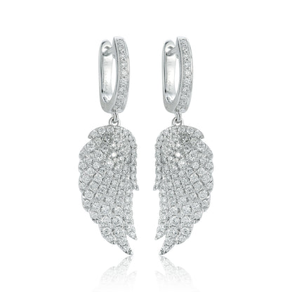 Diamond Small Angel Wing Dangle Earrings