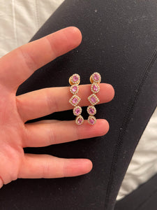 Pink Sapphire and Diamond Multi-Shape Dangle Earrings 2