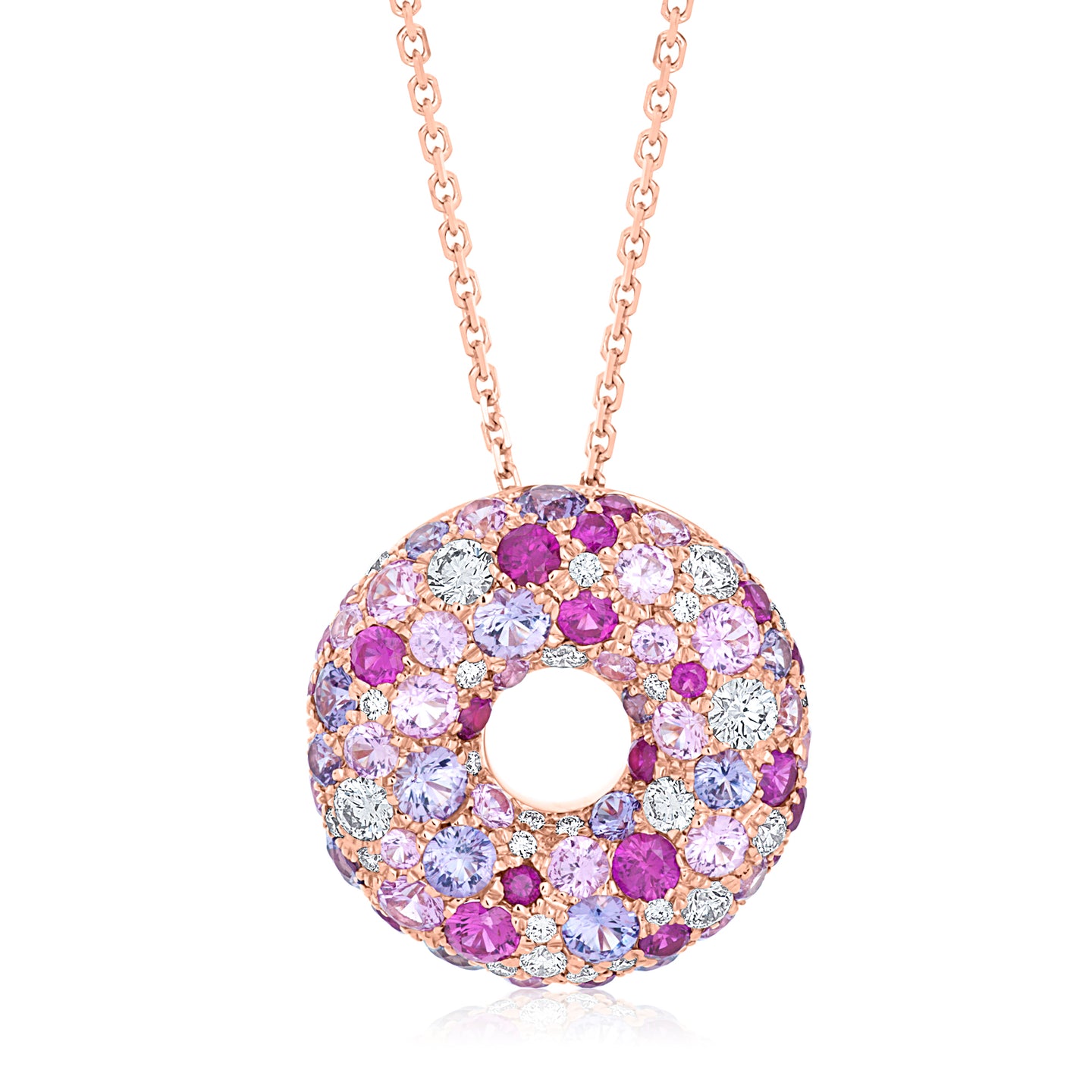 Sapphire and Diamond Sprinkle Donut Pendant