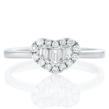 Load image into Gallery viewer, Round and Baguette Diamond Heart Ring