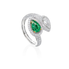 Load image into Gallery viewer, Emerald and Diamond Snake Wrap Ring