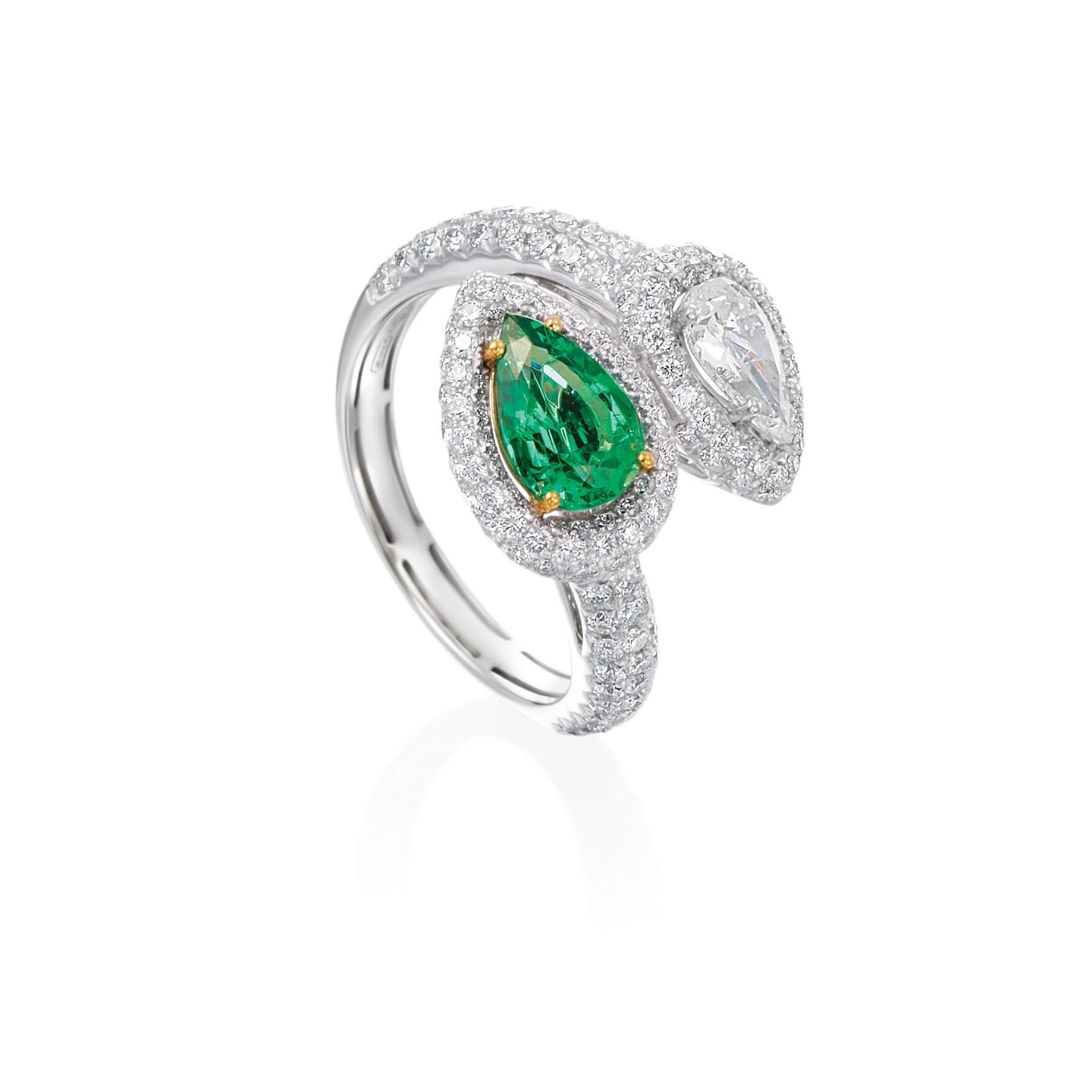 Emerald and Diamond Snake Wrap Ring