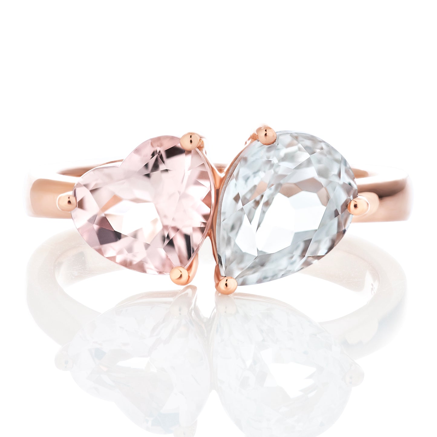 Small Toi Et Moi Morganite and Topaz Ring - Close Up