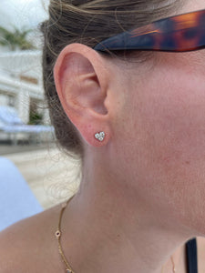 Petite Diamond Heart Stud Earrings 2