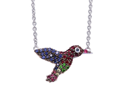 Small Multi-Sapphire Hummingbird Pendant 2