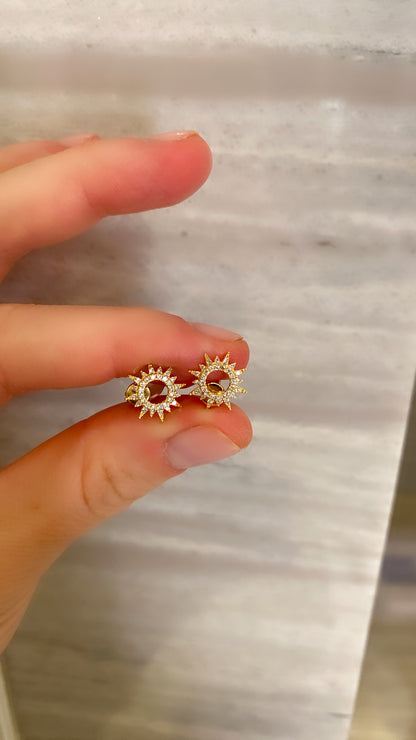 Petite Diamond Sun Earrings 3