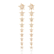 Load image into Gallery viewer, Long Diamond Star Dangle Earrings