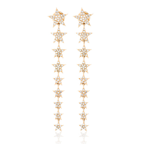 Long Diamond Star Dangle Earrings