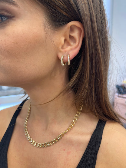 Diamond Baguette Huggie Hoops 2