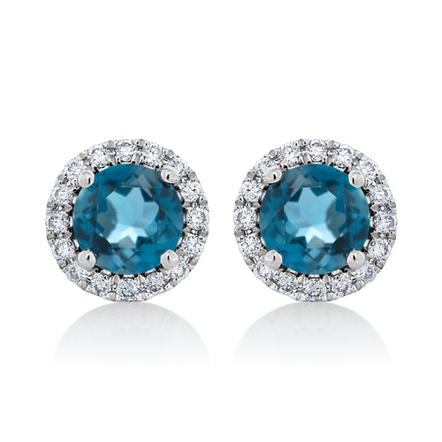 London Blue Topaz and Diamond Stud Earrings