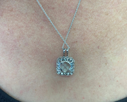 Aquamarine and Diamond Halo Pendant 4