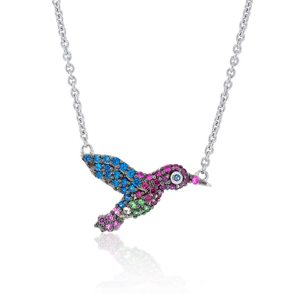 Small Multi-Sapphire Hummingbird Pendant
