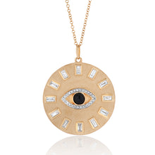 Load image into Gallery viewer, Onyx and Diamond Evil Eye Coin Necklace