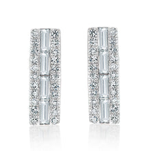Load image into Gallery viewer, Round and Baguette Diamond Bar Earrings