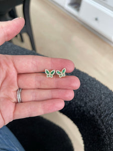 Petite Emerald and Diamond Butterfly Earrings 4