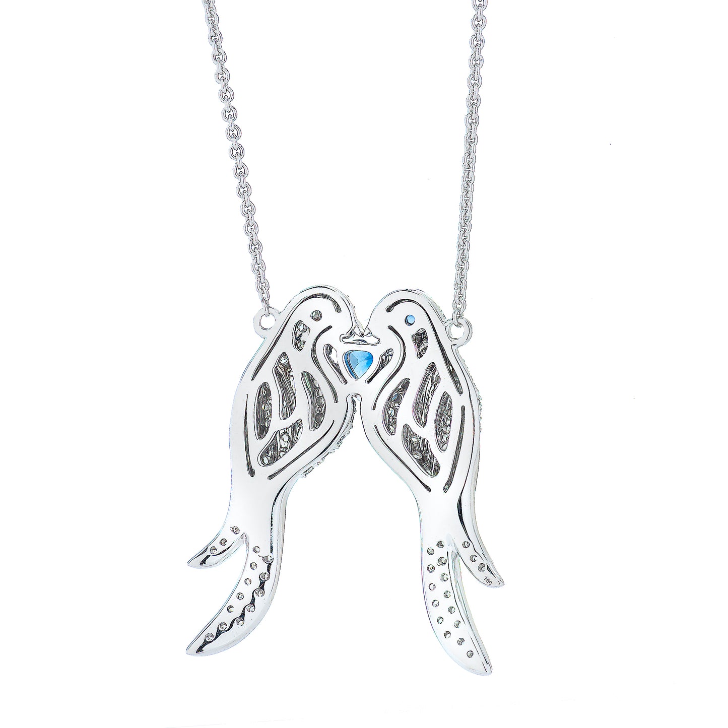 Diamond and Sapphire Love Bird Necklace 2