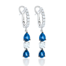 Load image into Gallery viewer, Diamond and Sapphire Dangle Earrings