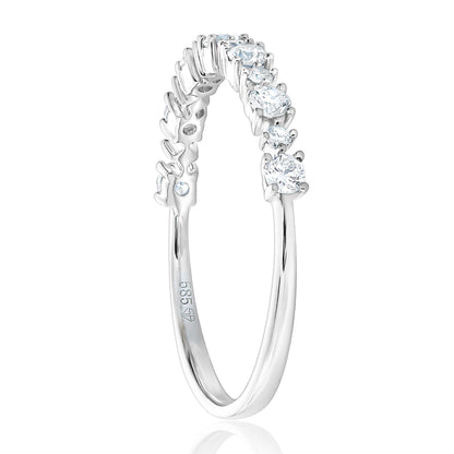 Alternating Round Diamond Band - White 2