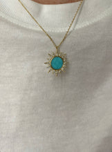 Load image into Gallery viewer, Diamond and Turquoise Sun Burst Pendant 4