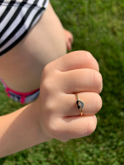 Child Solitaire Diamond Heart Ring 3
