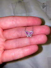Load image into Gallery viewer, Petite Pink Sapphire and Diamond Butterfly Pendant 3