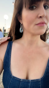 Triple Diamond and Turquoise Dangle Earrings 2