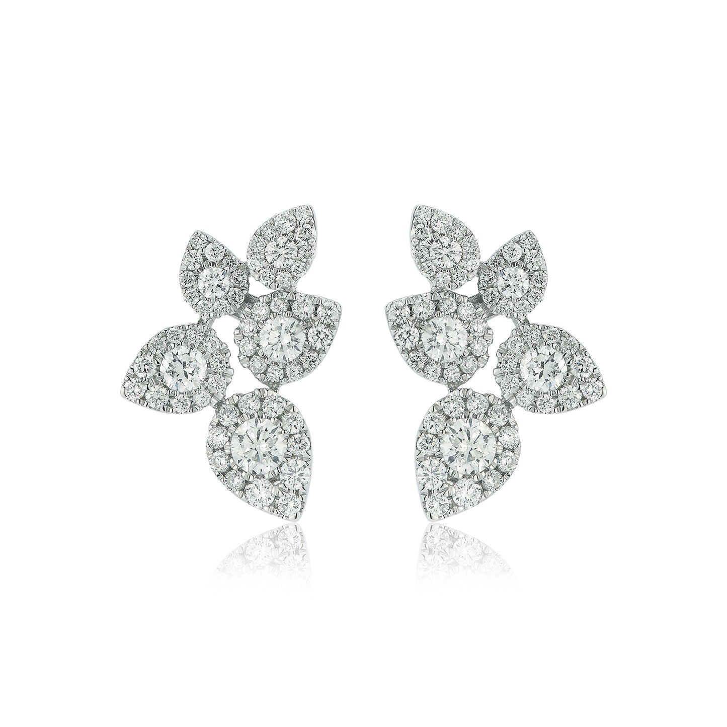 Diamond Cluster Leaf Earrings