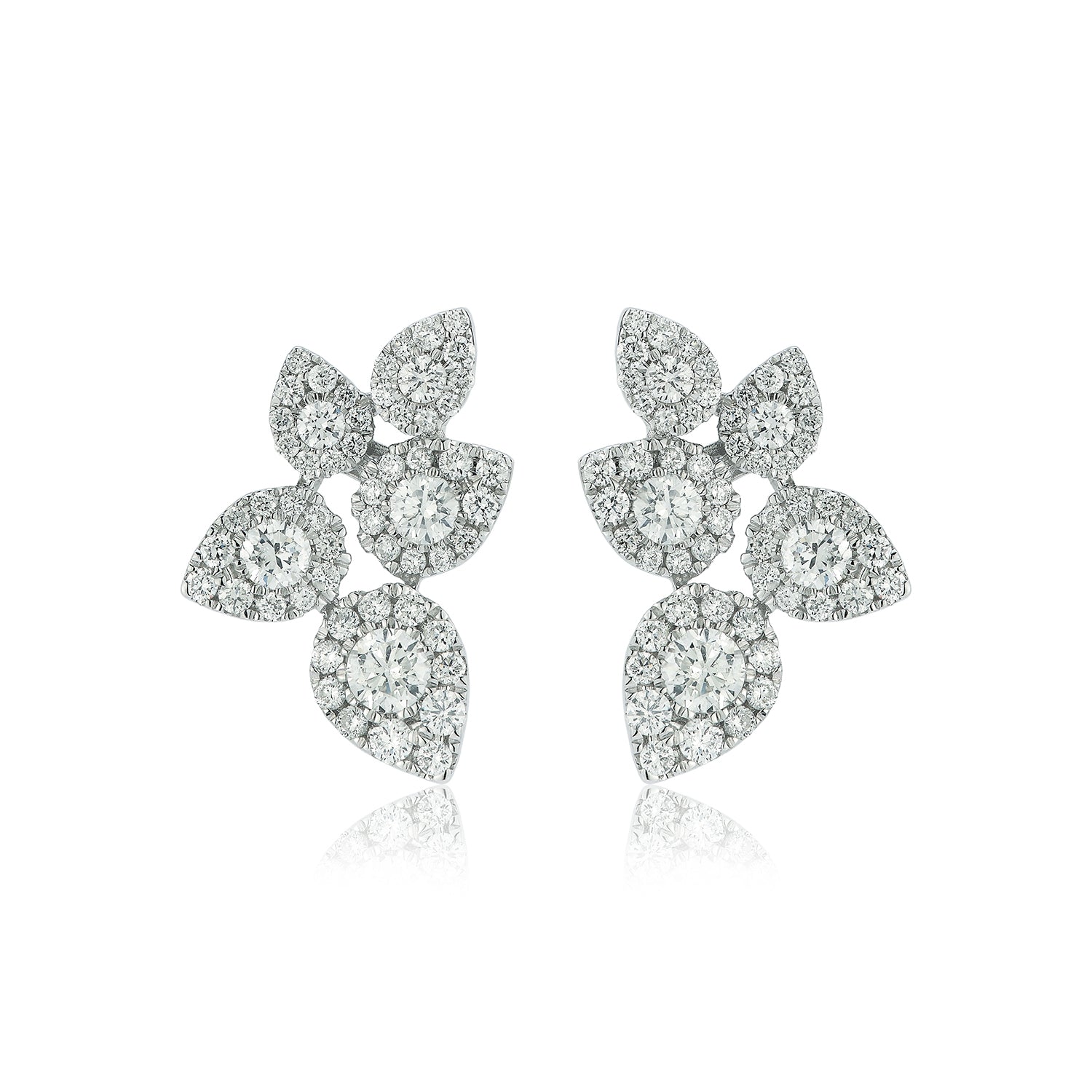 Diamond Cluster Leaf Earrings