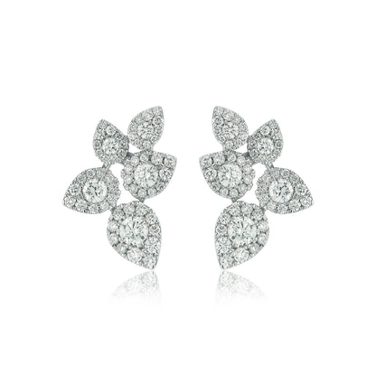 Diamond Cluster Leaf Earrings