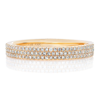 Three Row Half Way Diamond Band - Yellow