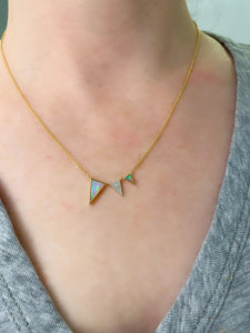 Triple Triangle Diamond and Opal Necklace 2