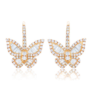 Mini 2.0 Butterfly Diamond Hanging Earrings - Yellow