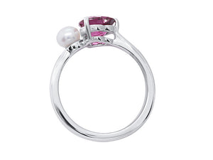 Rhodolite and Pearl Toi Et Moi Ring 6