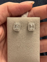 Load image into Gallery viewer, Large Diamond Illusion Halo Stud Earrings - Three